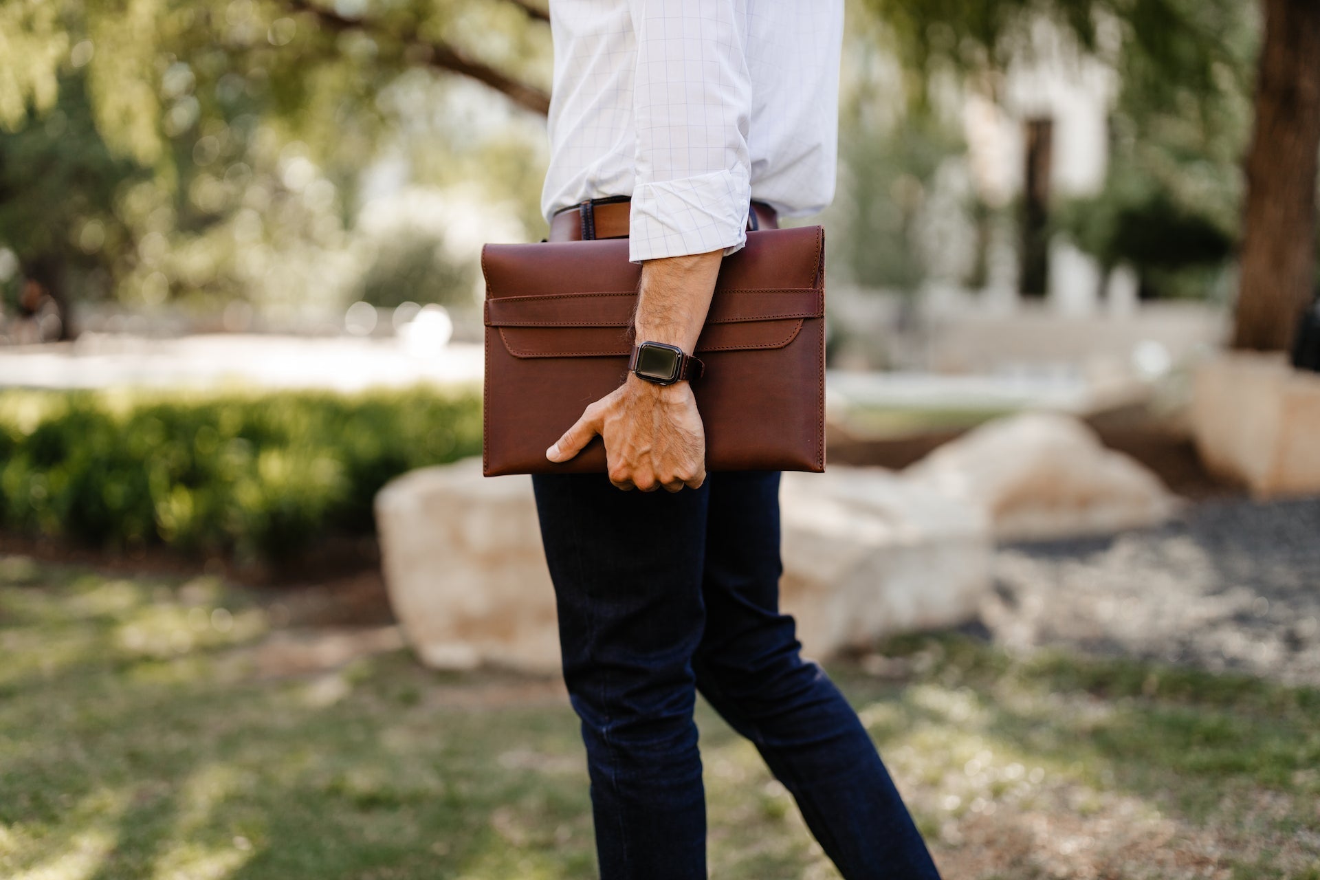 Leather MacBook Envelope Case - Chestnut
