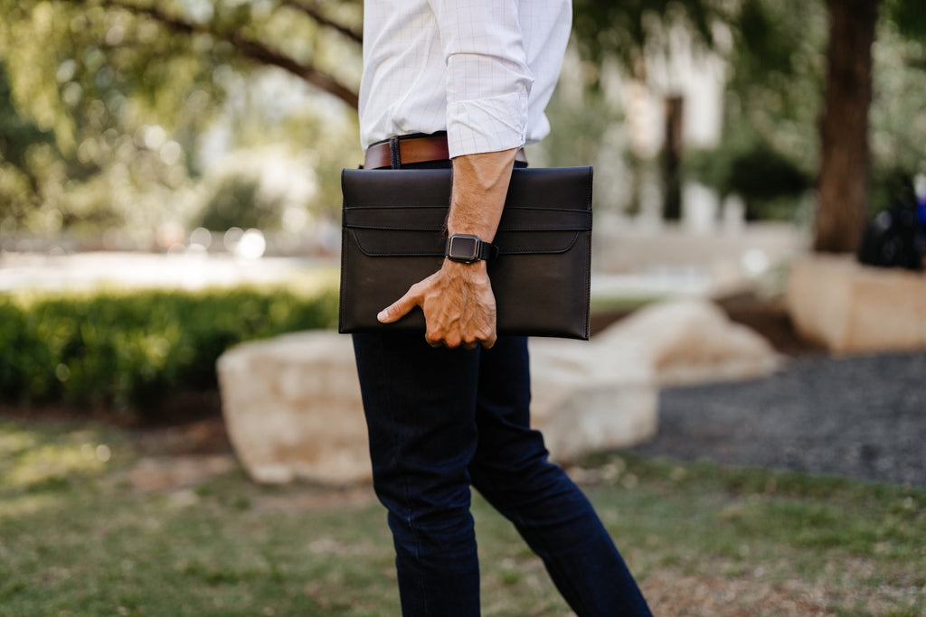 Leather MacBook Envelope Case - Midnight
