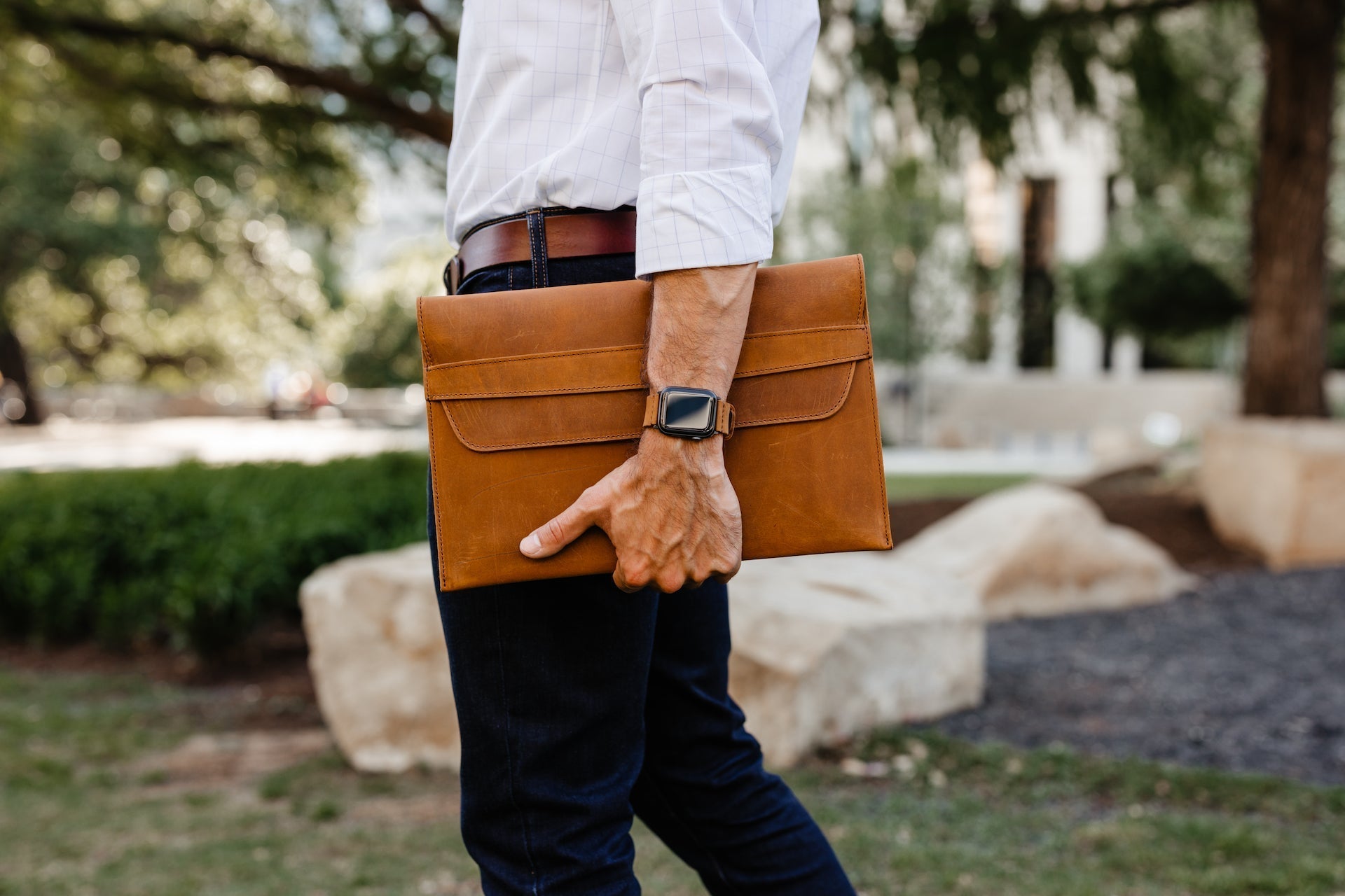 Leather MacBook Envelope Case - Tobacco