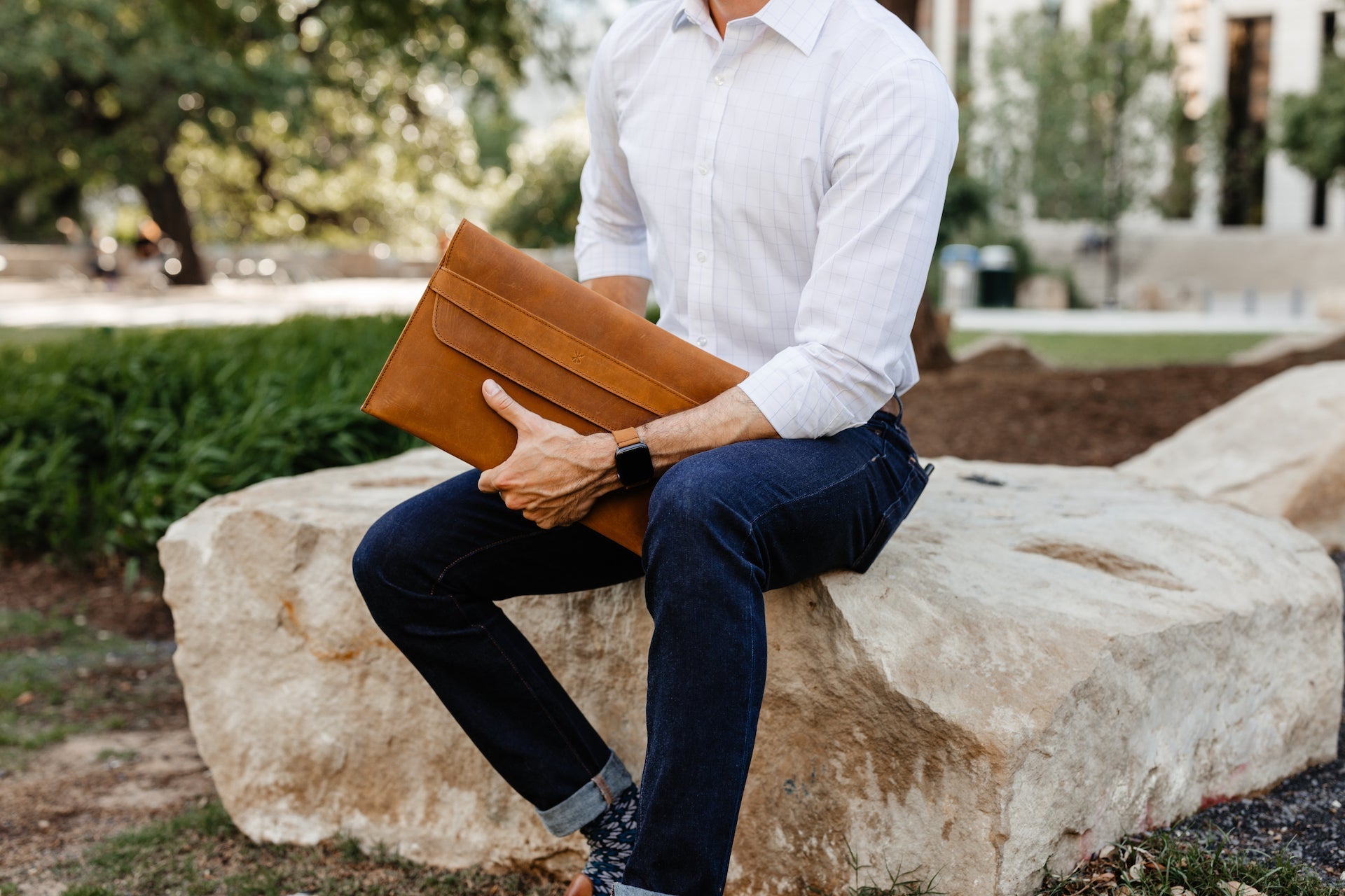 Leather MacBook Envelope Case - Tobacco