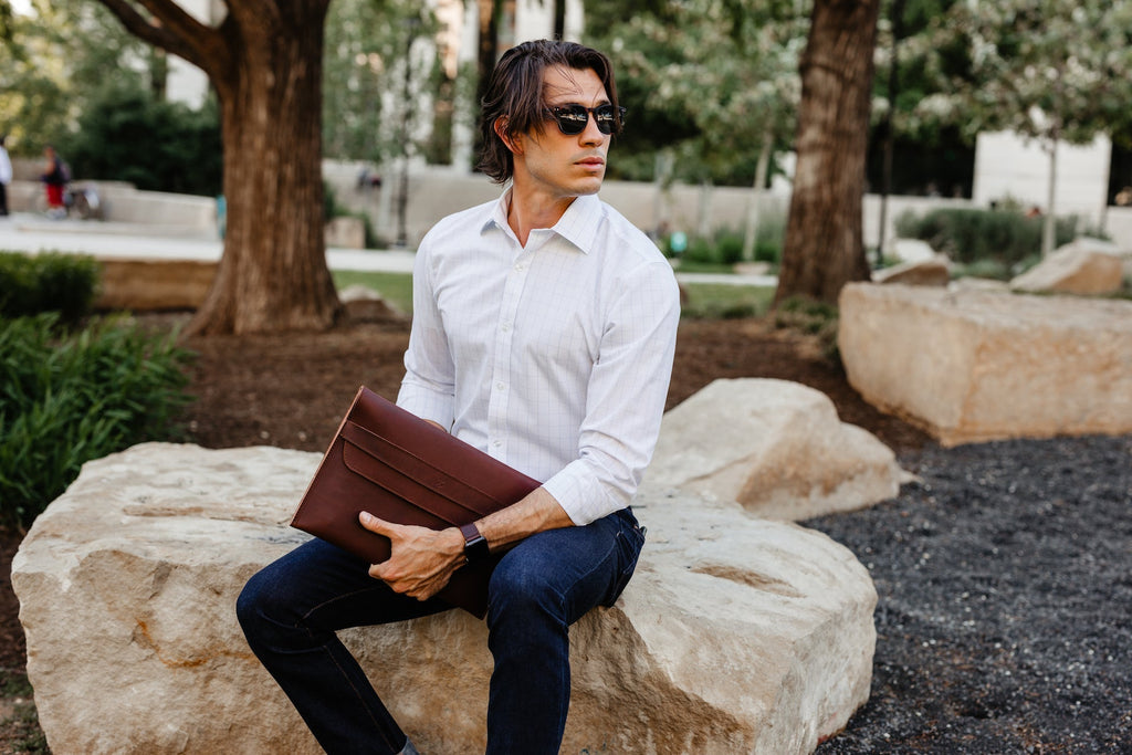 Leather MacBook Envelope Case - Chestnut