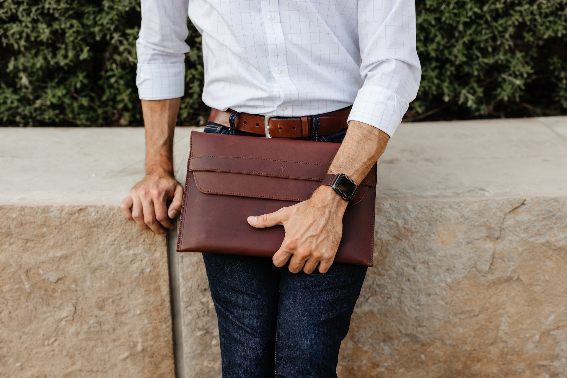 Leather MacBook Envelope Case - Chestnut