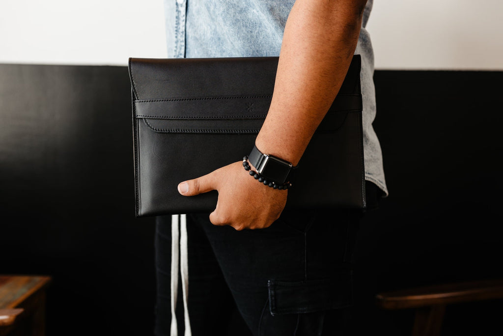 Leather MacBook Envelope Case - Midnight