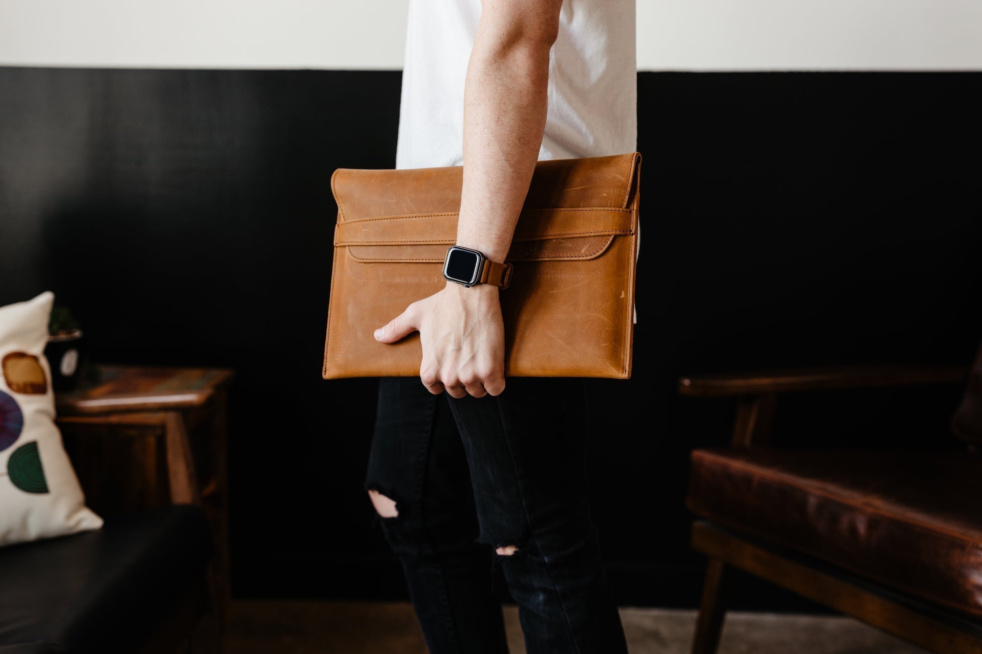 Leather MacBook Envelope Case - Tobacco