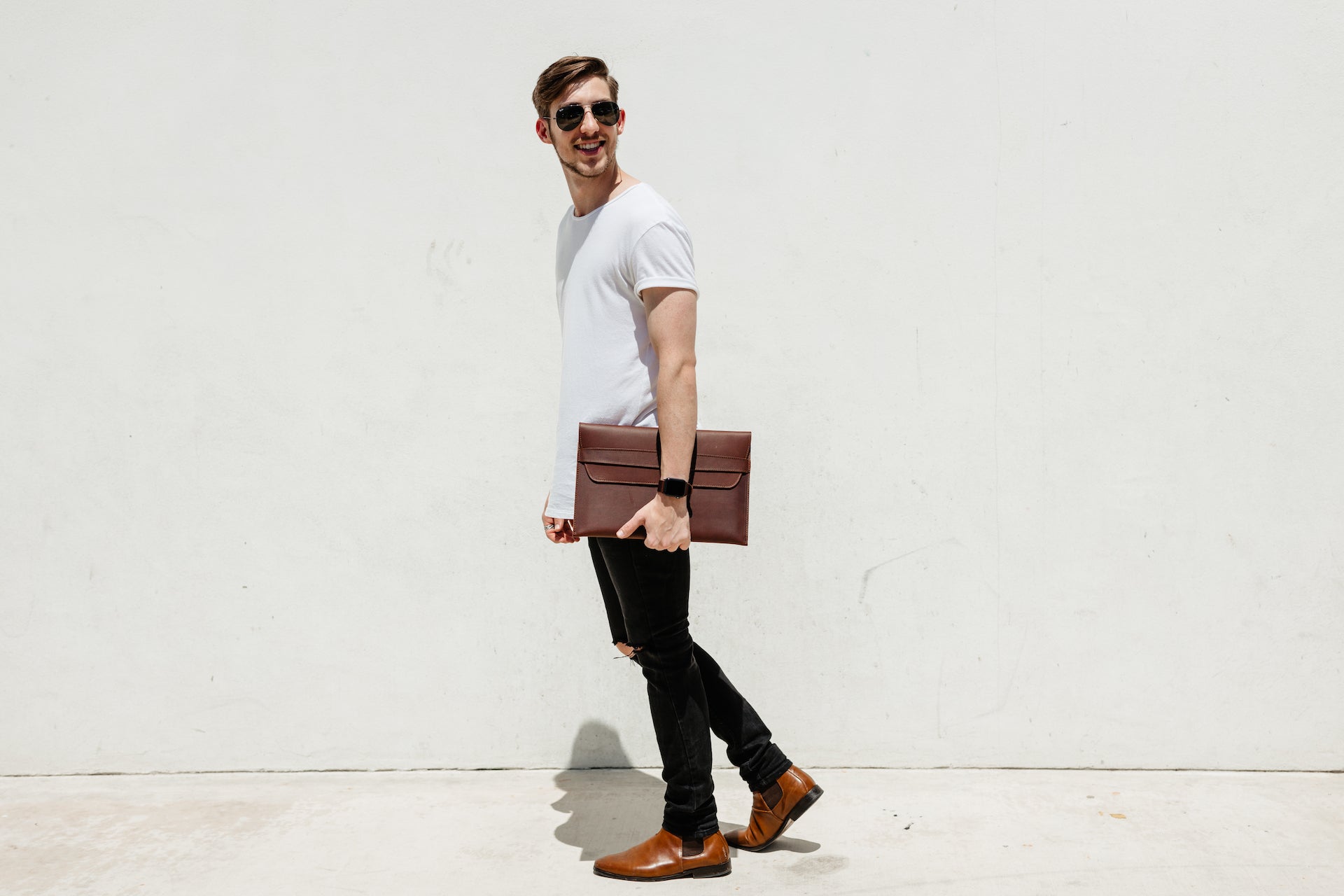 Leather MacBook Envelope Case - Chestnut