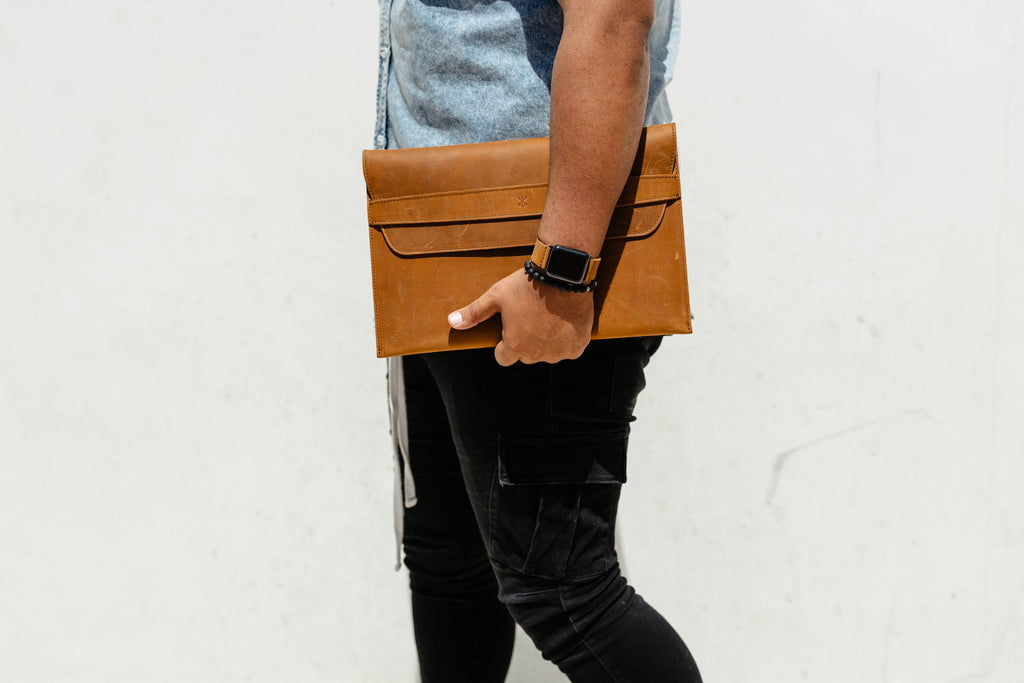 Leather MacBook Envelope Case - Tobacco