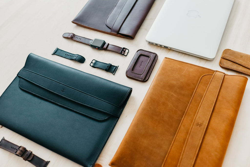 Leather MacBook Envelope Case - Tobacco