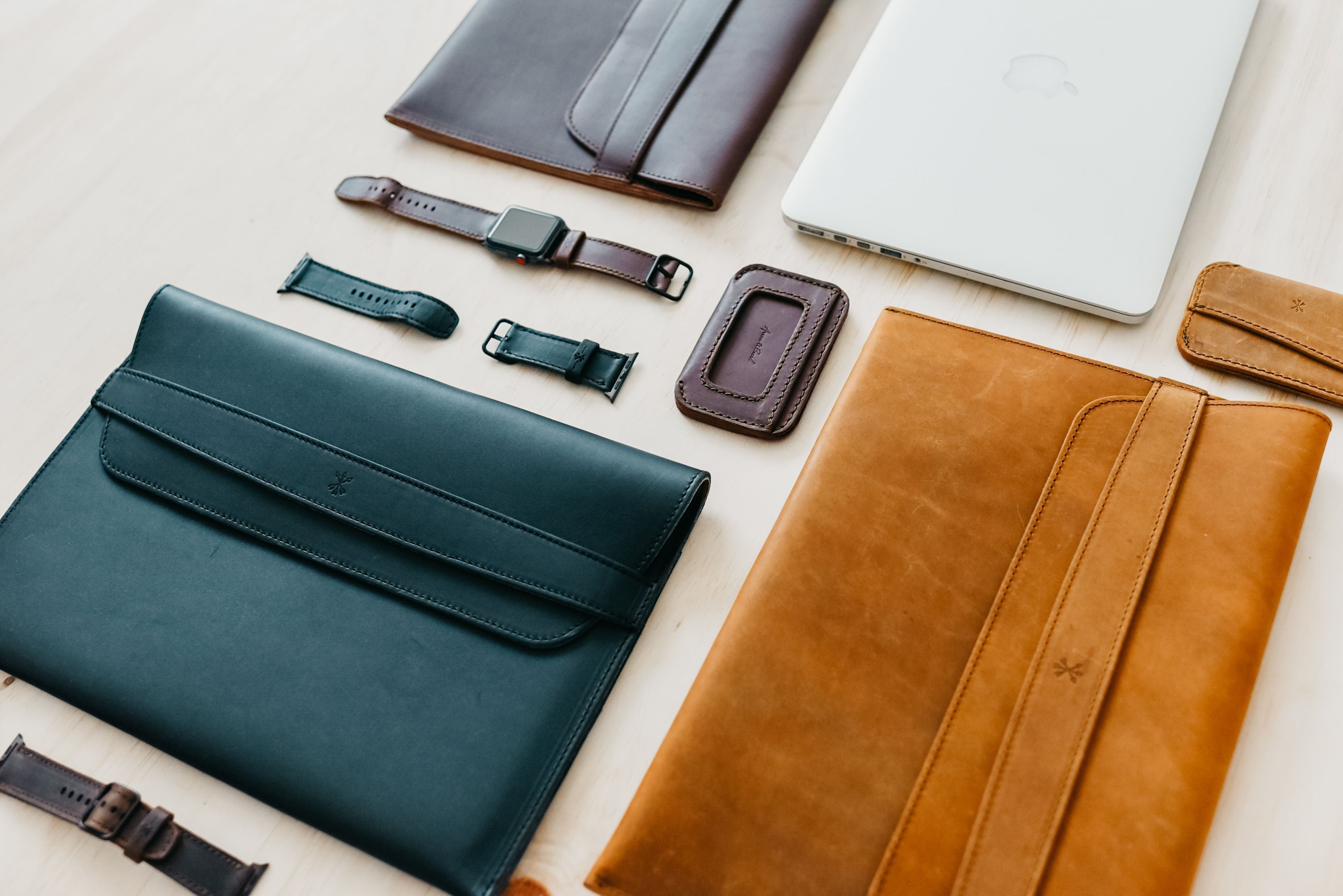 Leather MacBook Envelope Case - Tobacco