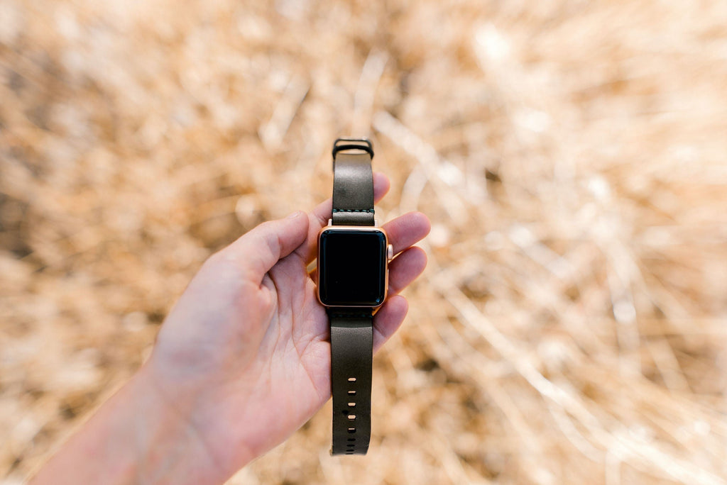 Leather Simple Apple Watch Band - Olive