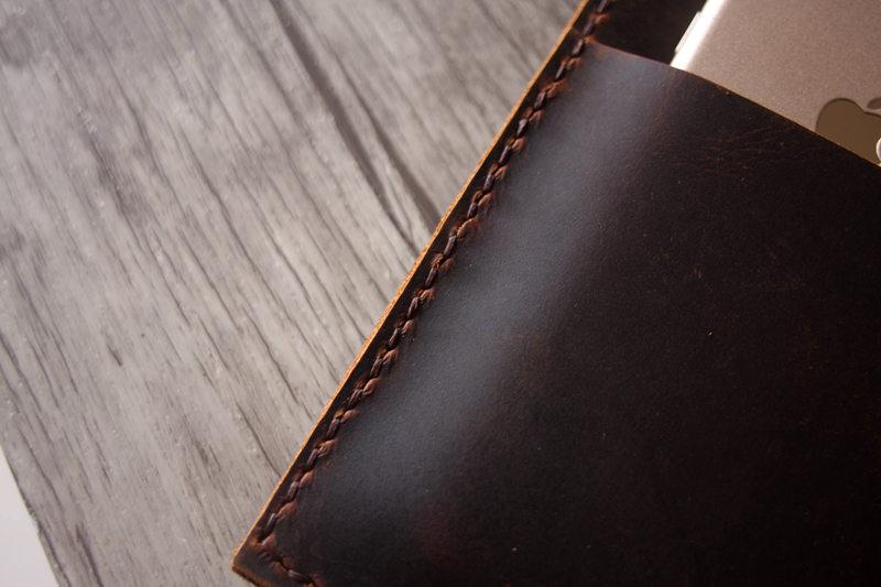 Personalized iPad Leather Portfolio Dark Brown