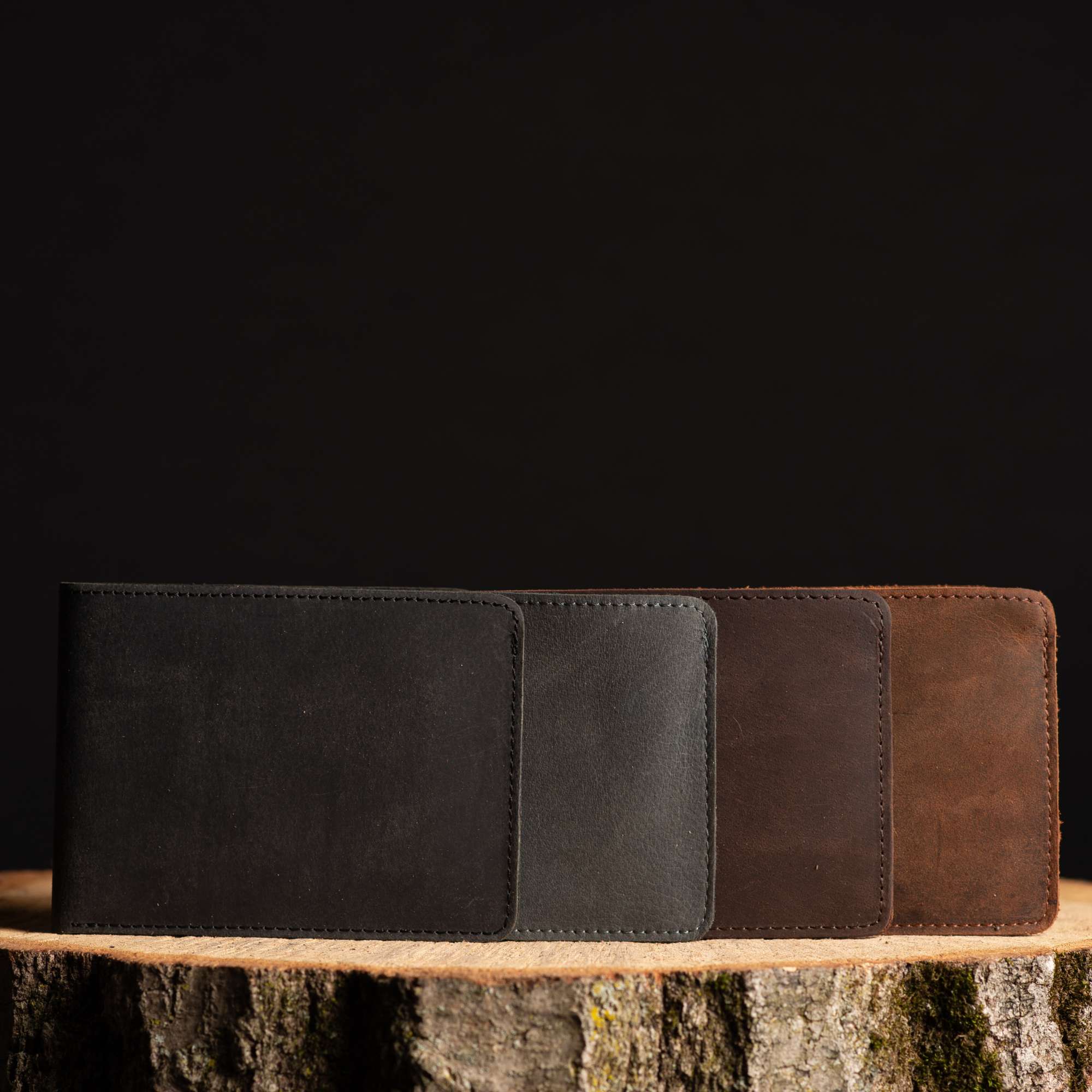 Flex - Vintaged Black Full-Grain Distressed Leather Flexible Wallet