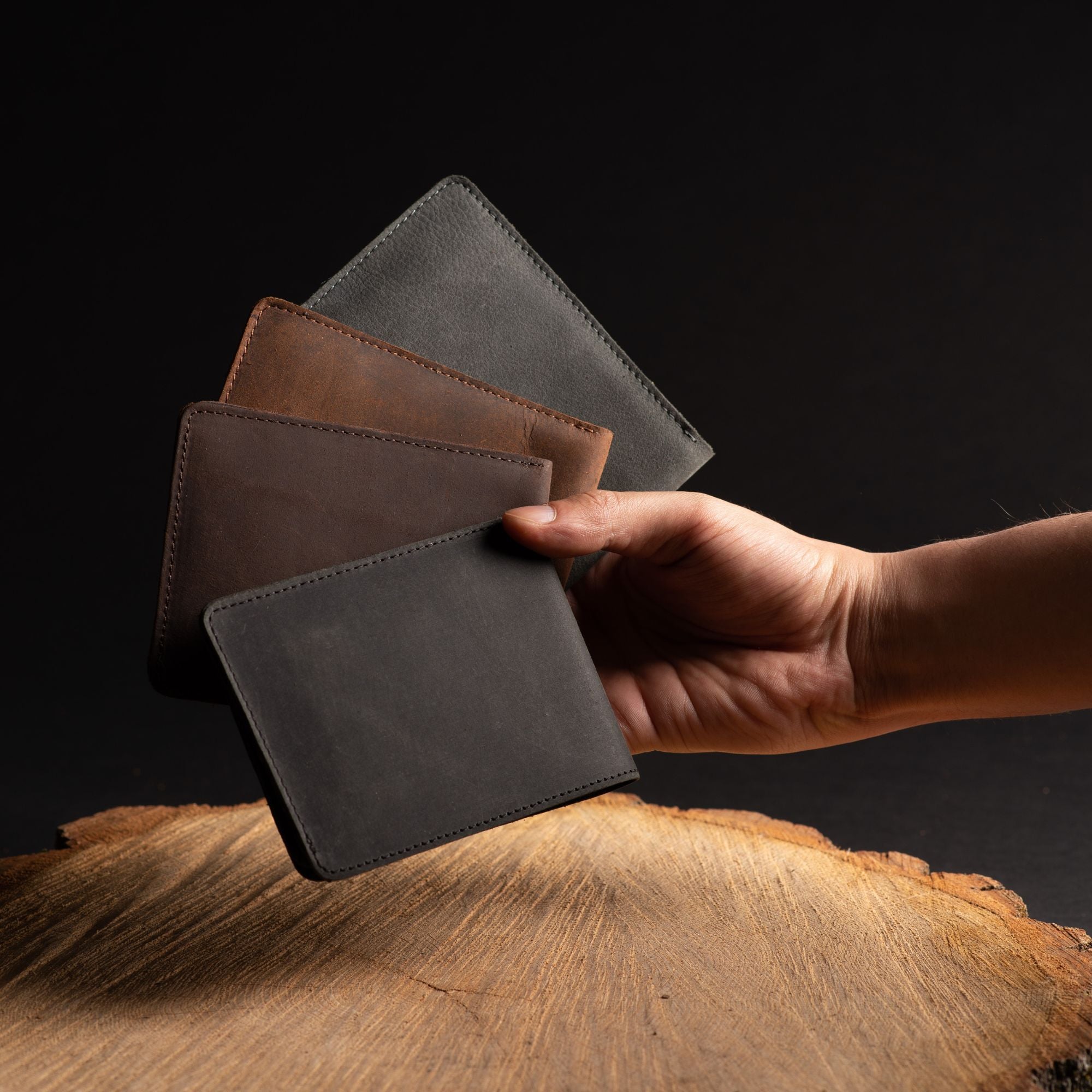 Flex - Vintaged Black Full-Grain Distressed Leather Flexible Wallet