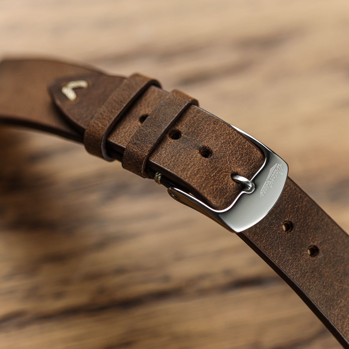 Crazy Horse V-Stitch Leather Watch Strap - Crazy Horse Light Brown
