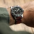 Crazy Horse V-Stitch Leather Watch Strap - Crazy Horse Bordeaux