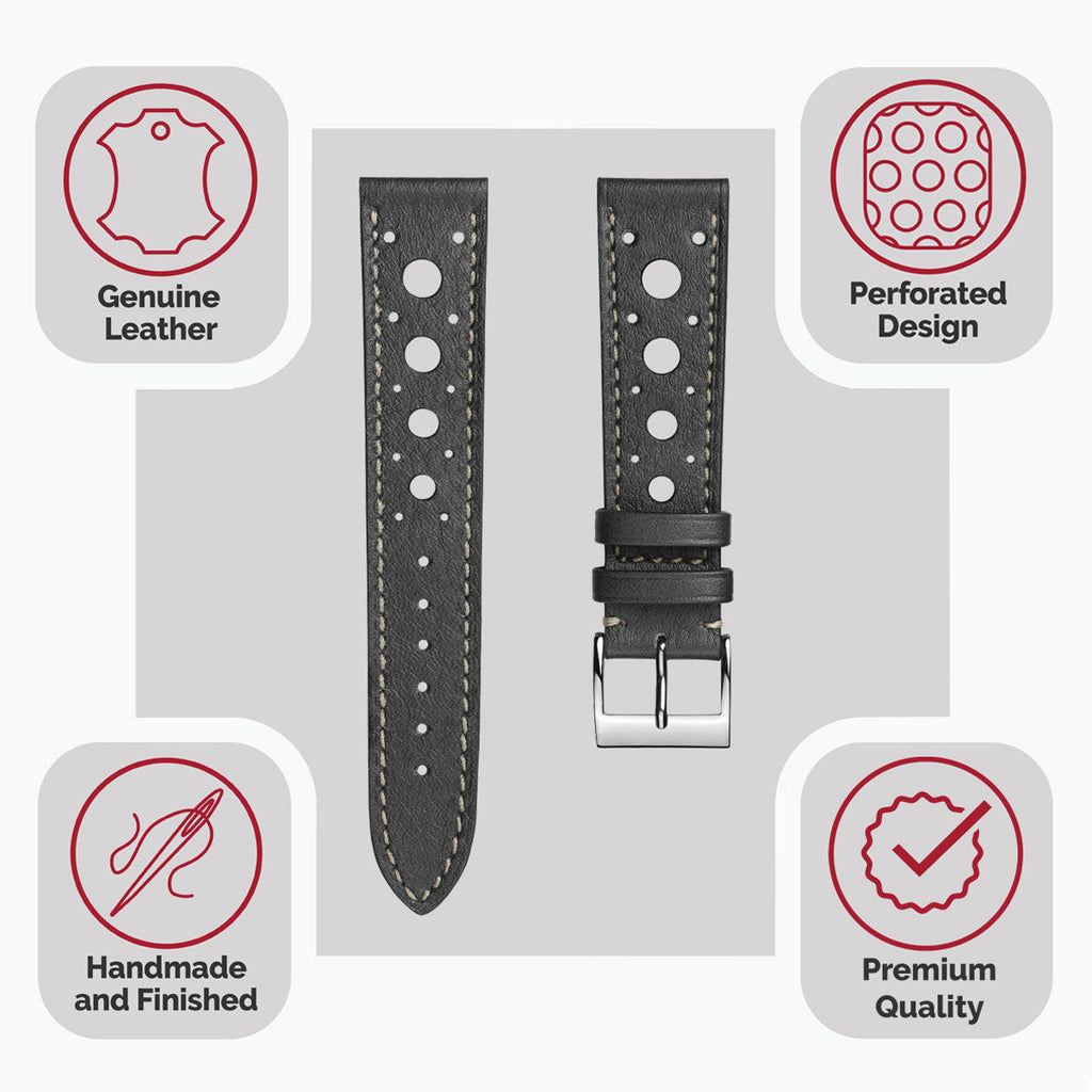SAngle Boutique Artisan Patina Leather Watch Strap - Elegant Platinum Finish