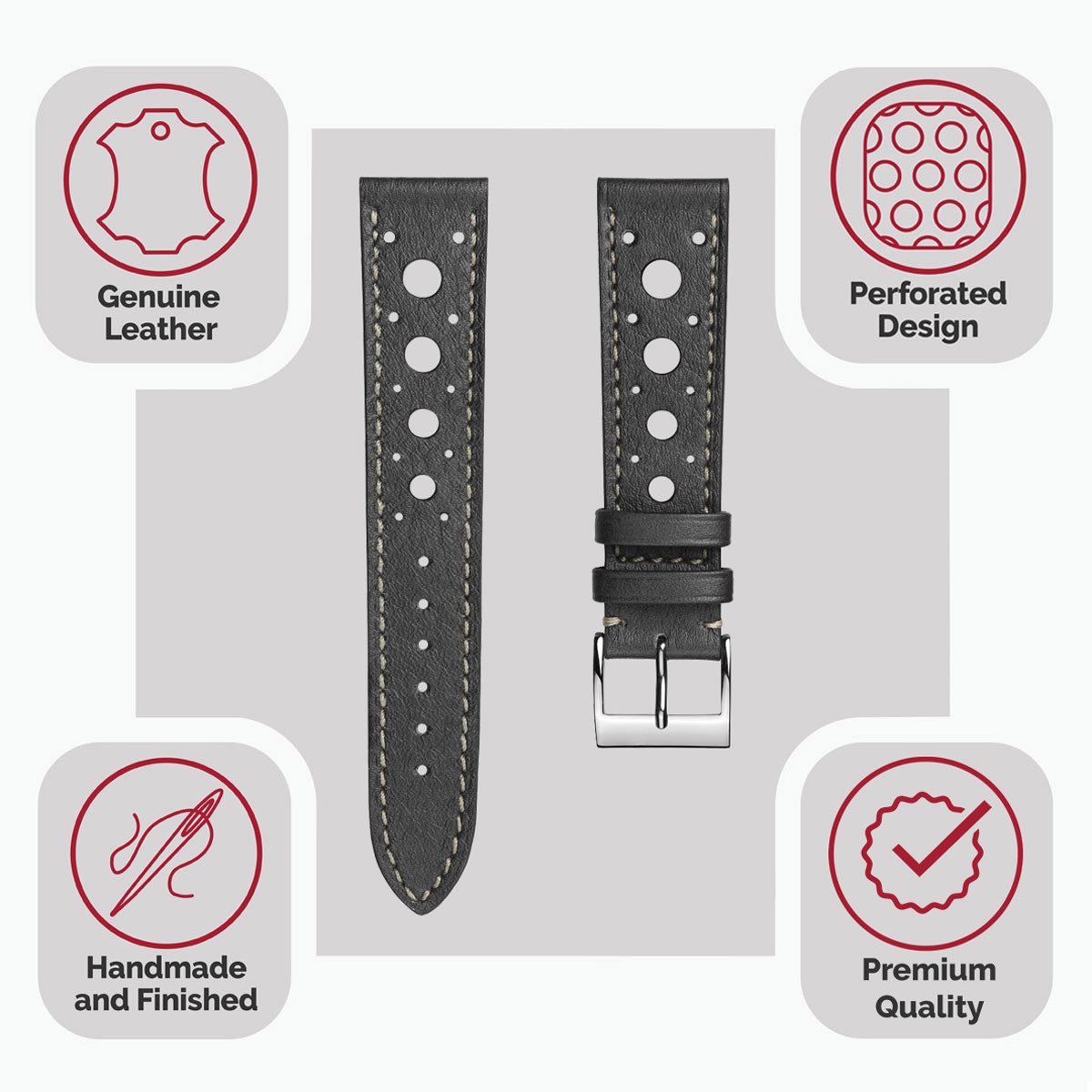 SAngle Boutique Artisan Patina Leather Watch Strap - Elegant Platinum Finish