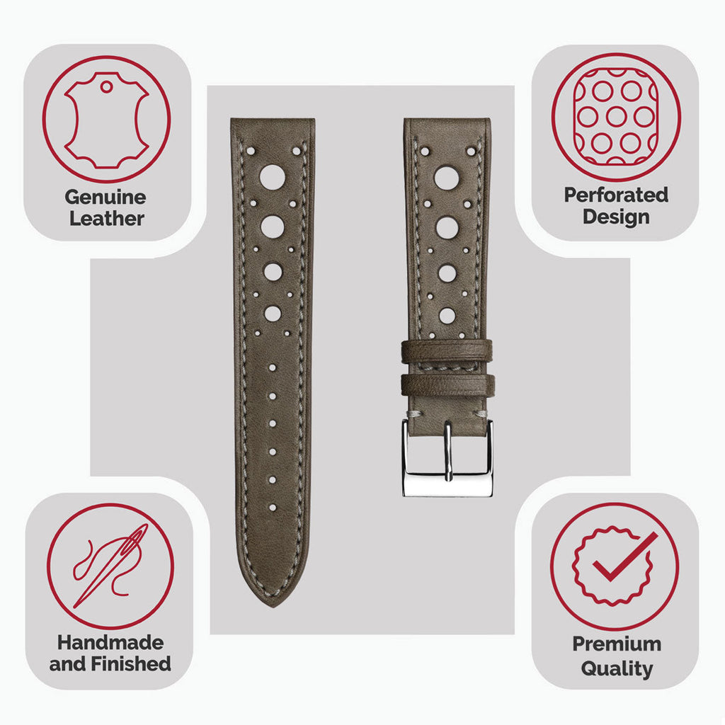 Joli Bracelet de Montre en Cuir Faites à la Main par Boutsen Cavallo Racing - Taupe Élégant