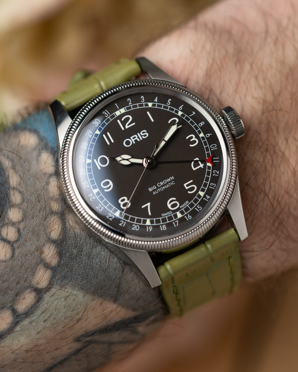 Embossed Crocodile Watch Strap - Pistachio