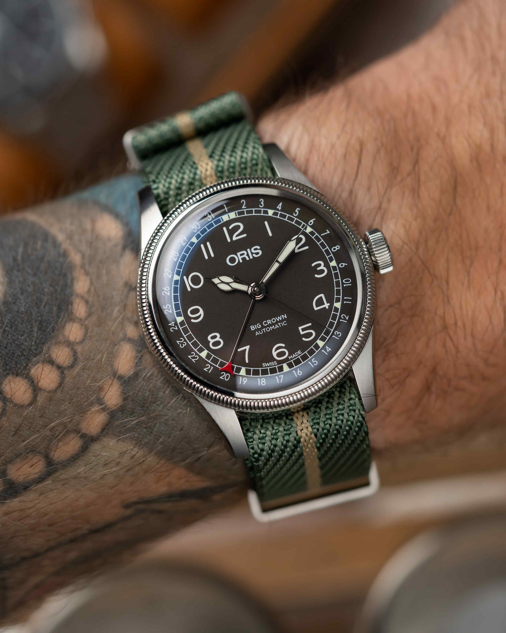 Woven Nylon Single Pass Strap - Sage & Khaki