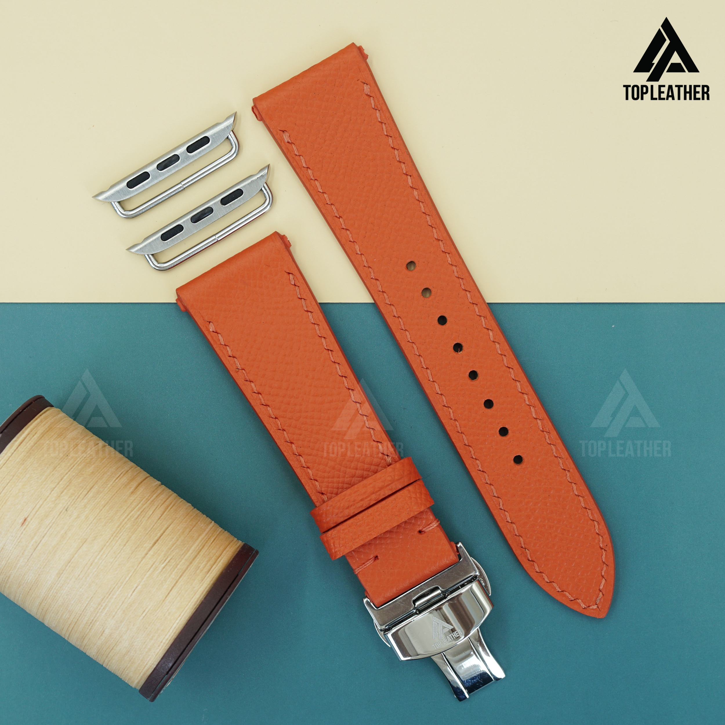 Watch Strap Epsom Leather for Apple Watch, Samsung Galaxy Watch, Mechanical Watch - Orange EP2203