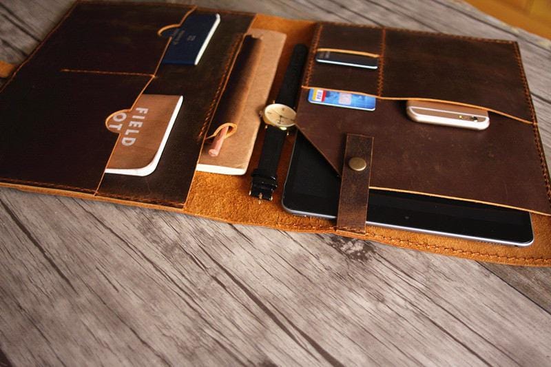 Brown Leather Surface Go Case Sleeve