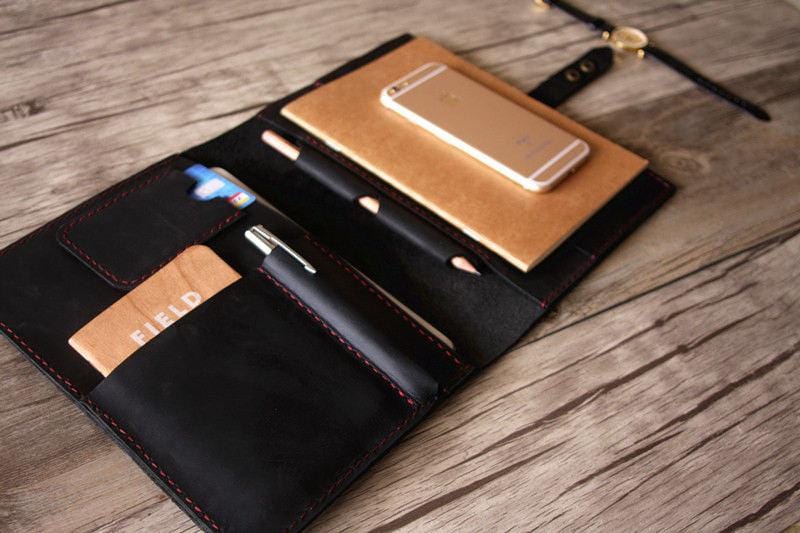 Black Leather Portfolio Legal Holder