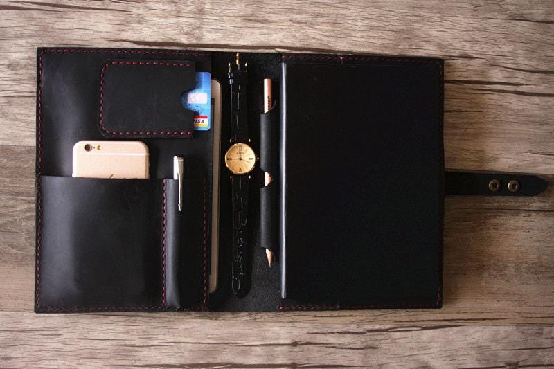 Black Leather Portfolio Legal Holder
