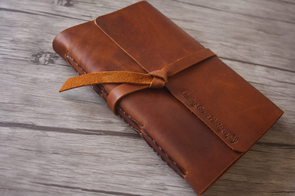 Leather Guest Sign in Book Personalized