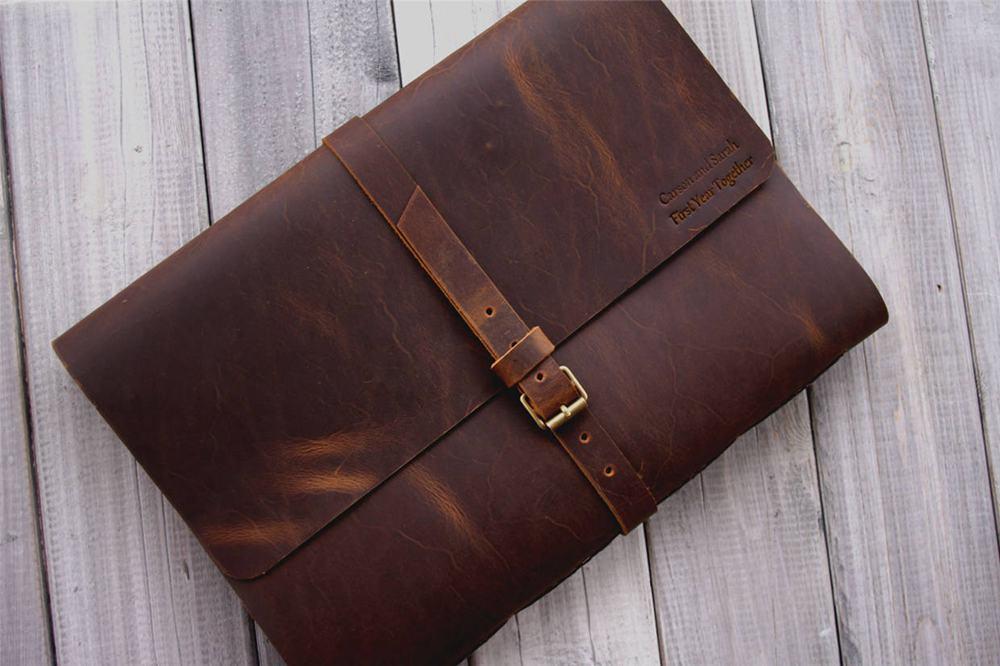 Personalized Leather Sketchbook Buckle Closure