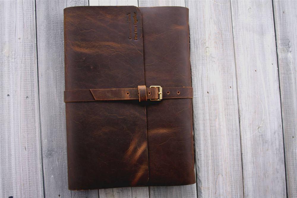 Personalized Leather Sketchbook Buckle Closure