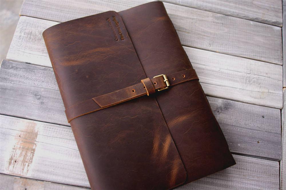 Personalized Leather Sketchbook Buckle Closure