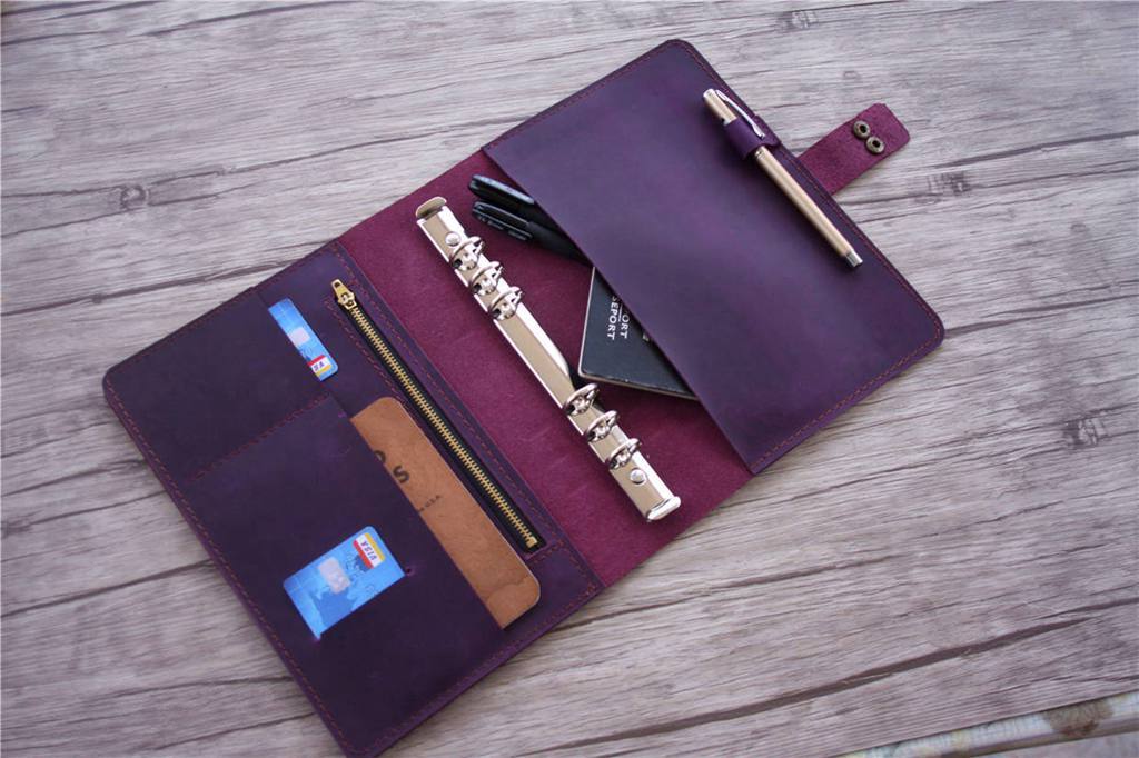 Custom Purple Leather Wedding Planner Bullet Journal