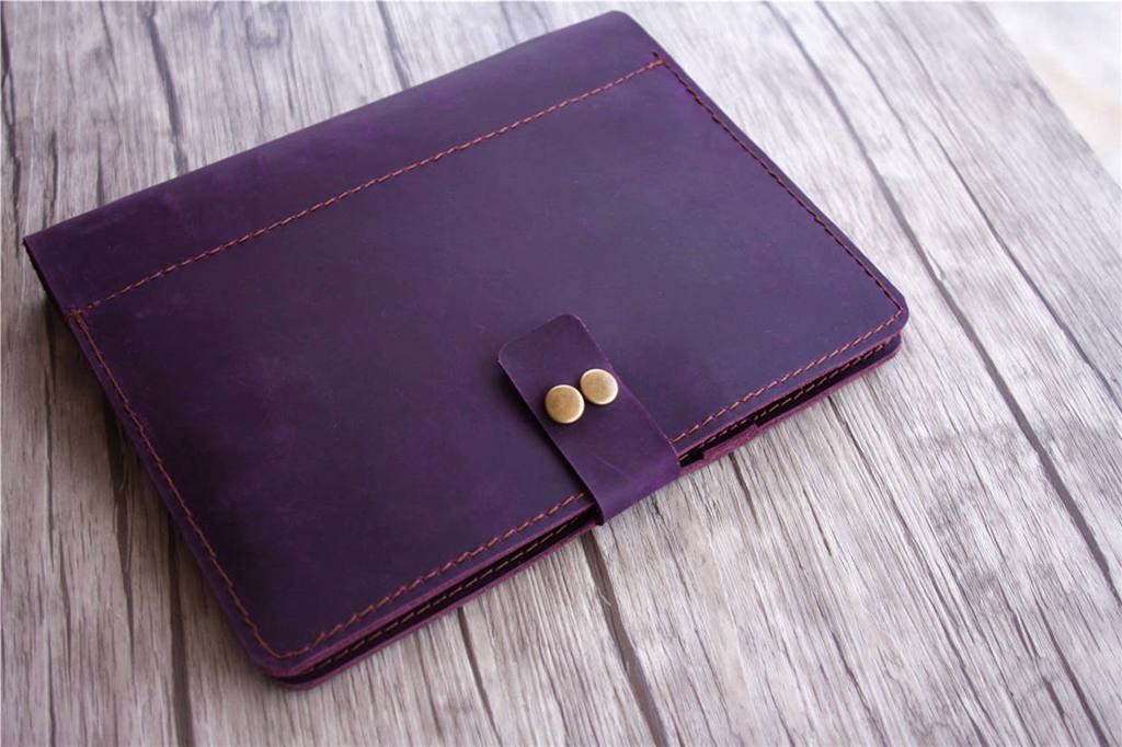 Personalized Refillable Purple Leather 6 Ring Binders Notebook