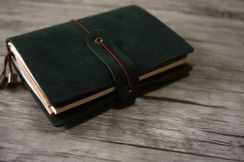 Green Leather Small Travelers Notebook
