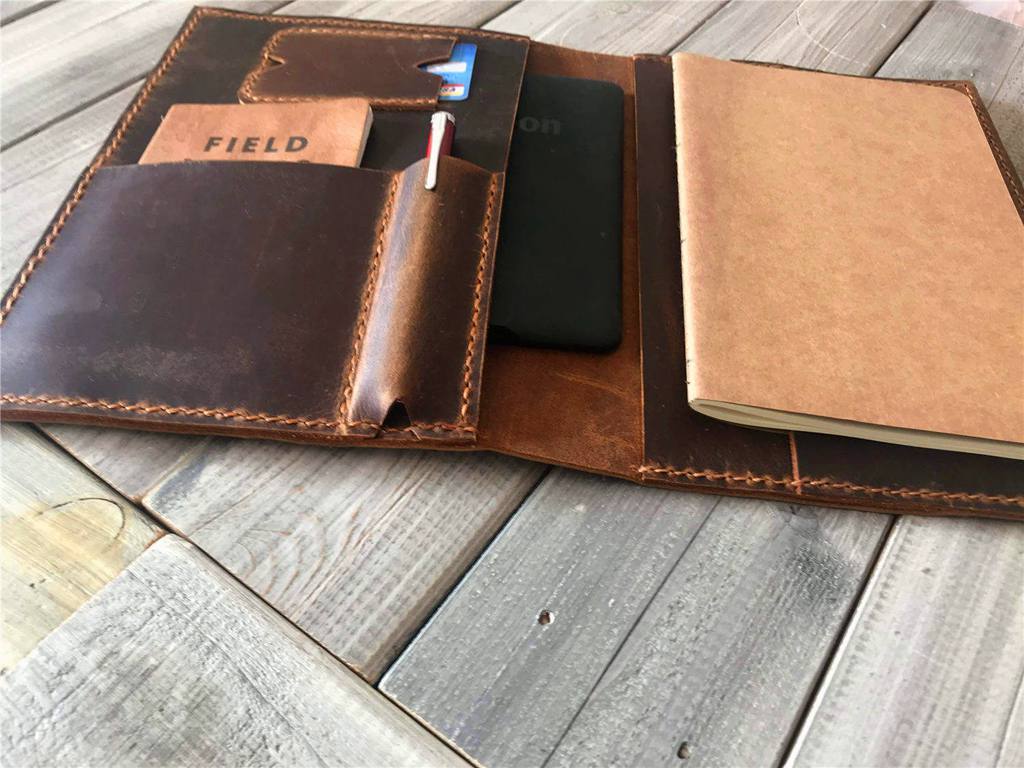 Personalized Leather Travel Refillable Journal Cover Holder