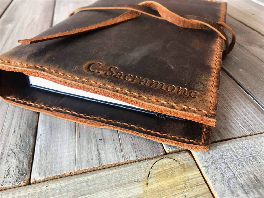 Personalized Leather Travel Refillable Journal Cover Holder