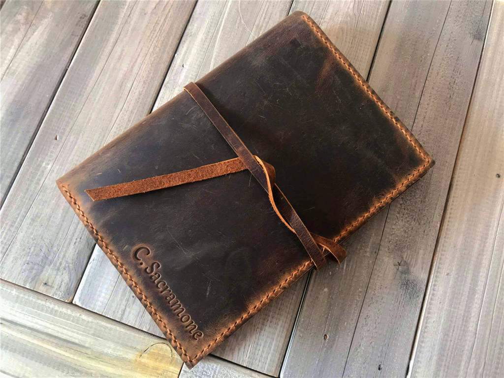 Personalized Leather Travel Refillable Journal Cover Holder