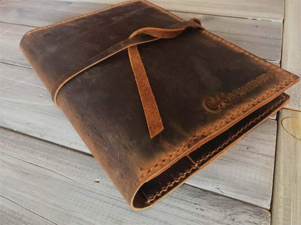 Personalized Leather Travel Refillable Journal Cover Holder