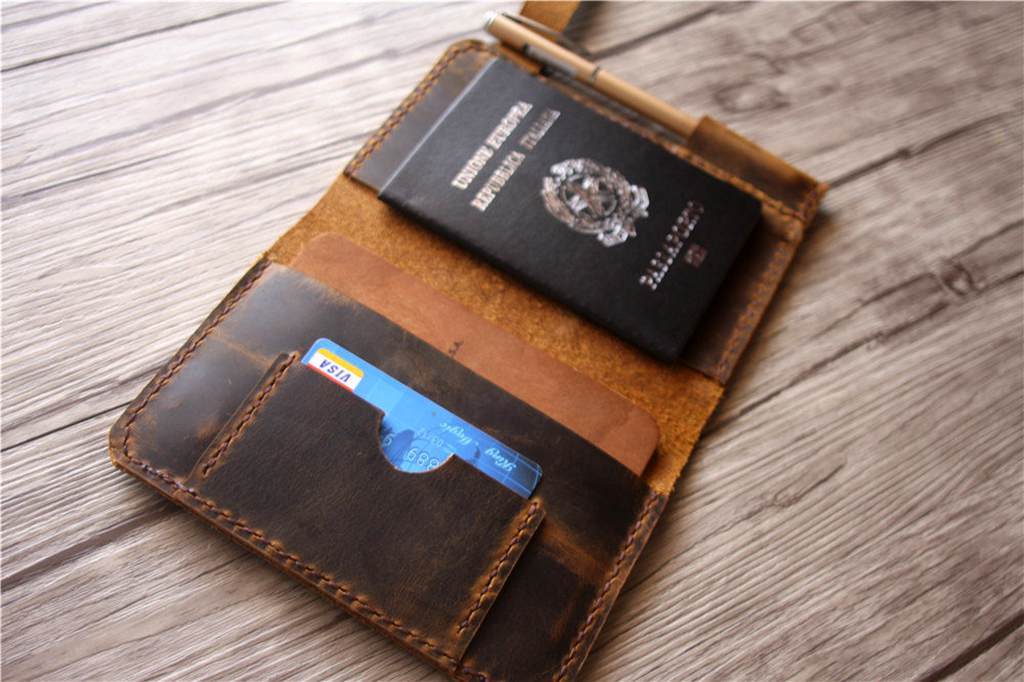 Handmade Leather Passport Holder Wallet