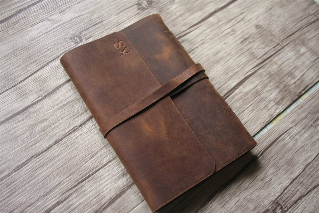 Vintage Personalized Leather School Years Memory Book