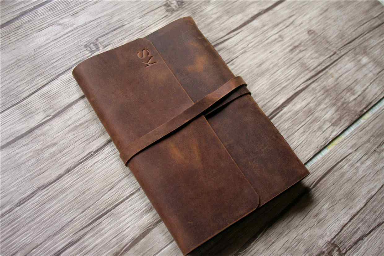 Brown Monogrammed Leather Journal