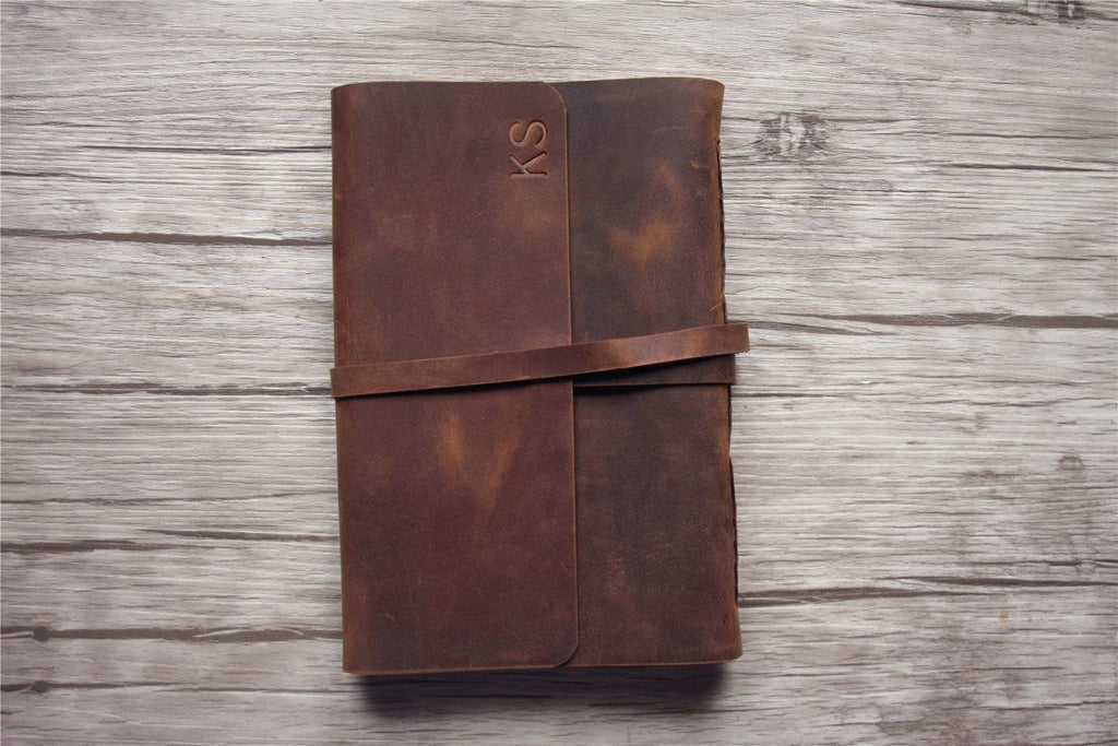 Vintage Personalized Leather School Years Memory Book
