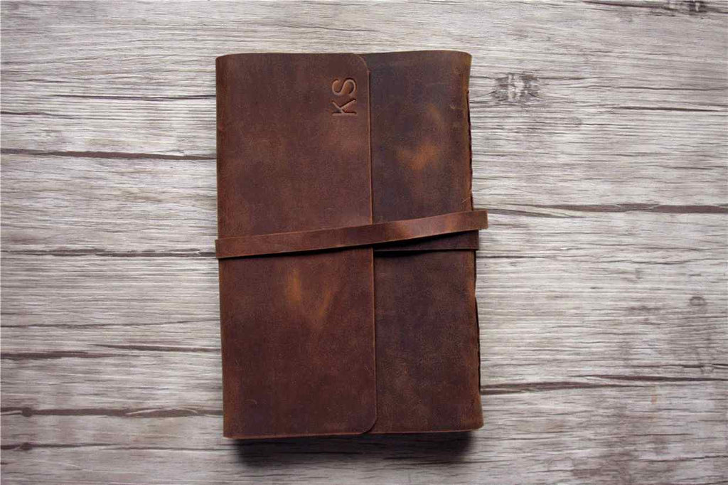 Brown Monogrammed Leather Journal