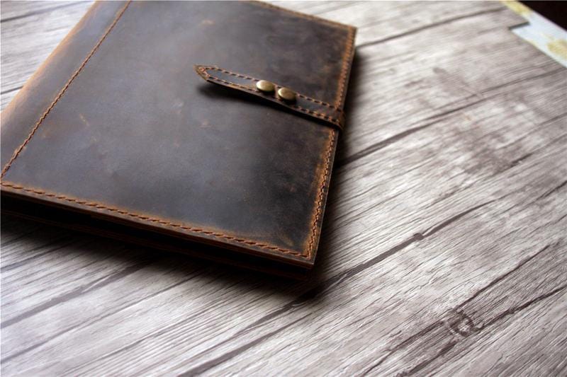 Brown Leather iPad Pro 12.9 Cover Case with Pencil Holder Personalized