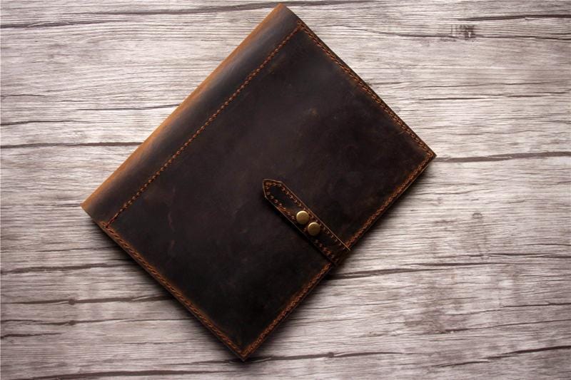 Brown Leather iPad Pro 12.9 Cover Case with Pencil Holder Personalized