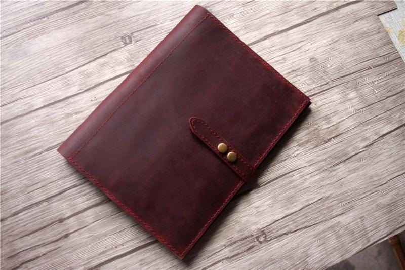 Personalized Red Womens Leather Portfolio a4