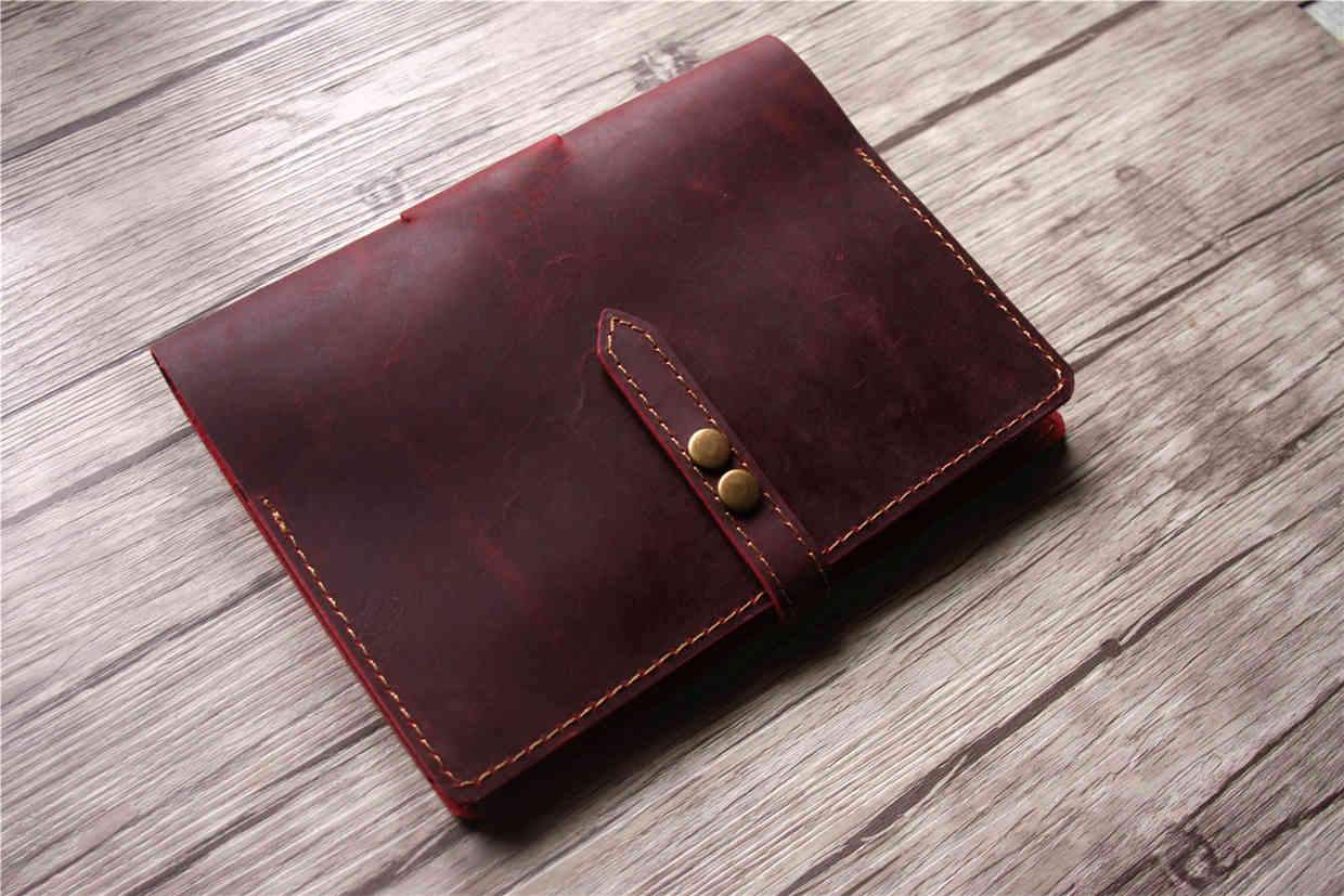 Personalized Red Womens Leather Notebook