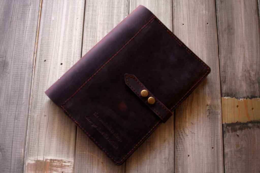 Personalized Engraved Purple Leather Journal Large Notebook