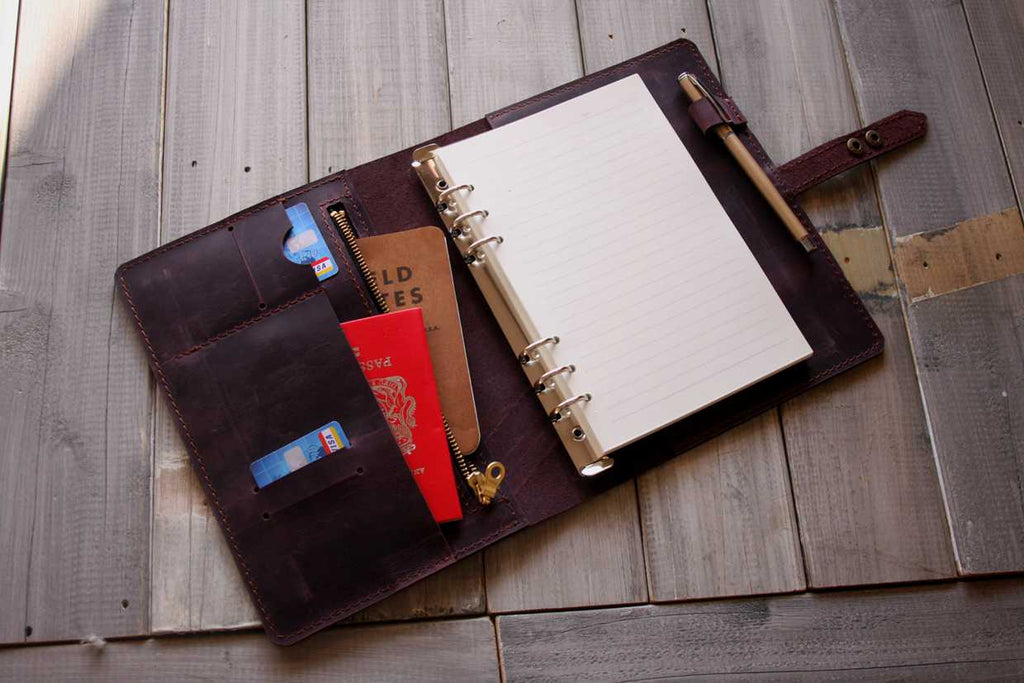 Personalized Engraved Purple Leather Journal Large Notebook