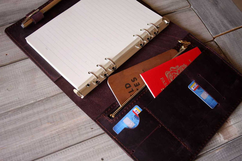 Personalized Engraved Purple Leather Journal Large Notebook